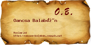 Oancsa Balabán névjegykártya